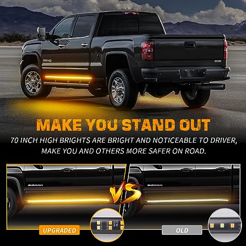 XRIDONSEN 2PCS 70 inch Running Board Emergency Lights Amber Strobe Lights - color: Amber