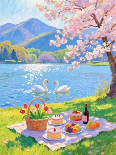 ZRIZQ Landscape Paint by Numbers Kit for Adults Beginner,Picnic,16x20 - color: 16"X20"Rolled Canvas(Frameless)-Landscape 19