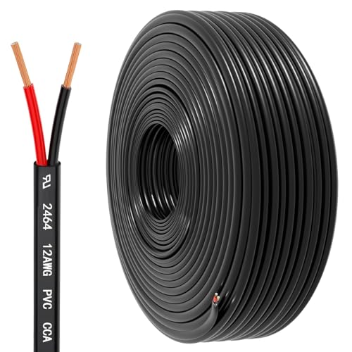 12 Gauge Wire 2 Conductor Electrical Wire, 12 AWG 3.3mm² Wire PVC Cord, 12V/24V DC Low Voltage/Copper-clad Aluminum(CCA)/Flexible/2 Wire for Automotive Wire LED Strips Lamp Lighting Marine(15.3M/50FT) - color: 12AWG, size: 50FT