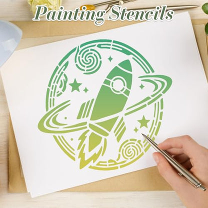 Space Astronaut Stencils for Crafts Reusable 15Pcs Stencils(7.87X7.87 Inch) - color: Astronaut