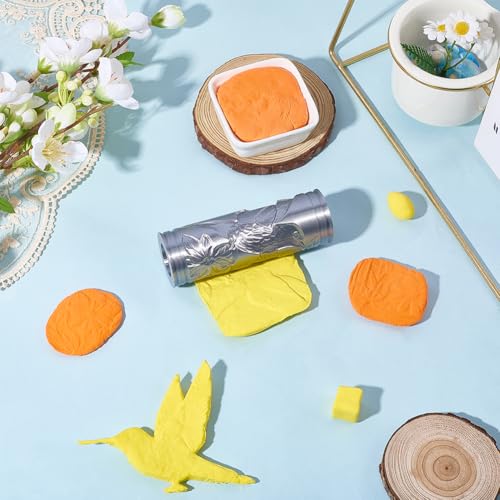 CRASPIRE Pottery Texture Rollers Clay Embossing Roller Bird Pattern Gray Plastic Polymer Like Textured Modeling Shaping Hand Stamps Ceramic Tools for Jewelry Making Earrings DIY Art Craft Beginners - style: Bird