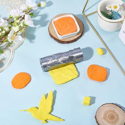 CRASPIRE Pottery Texture Rollers Clay Embossing Roller Bird Pattern Gray Plastic Polymer Like Textured Modeling Shaping Hand Stamps Ceramic Tools for Jewelry Making Earrings DIY Art Craft Beginners - style: Bird