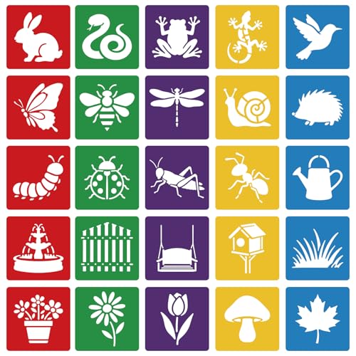 CUTHOLLOW 25 PCS Garden Animals Painting Shape Stencils Sets - style: Garden Animals