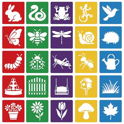 CUTHOLLOW 25 PCS Garden Animals Painting Shape Stencils Sets - style: Garden Animals