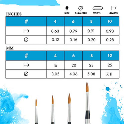 Princeton Aqua Elite Round Travel Brush, Synthetic, Short Handle, Size 10, 1 Count - size: Size 10