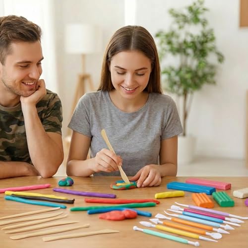 19 Pcs Modeling Clay Tools Sculpting, Air Dry Polymer Clay Tools Kit, Plastic Sculpting Double-Head Ultralight Tool for Pottery Modeling Shaping Cake Decoration Beginner