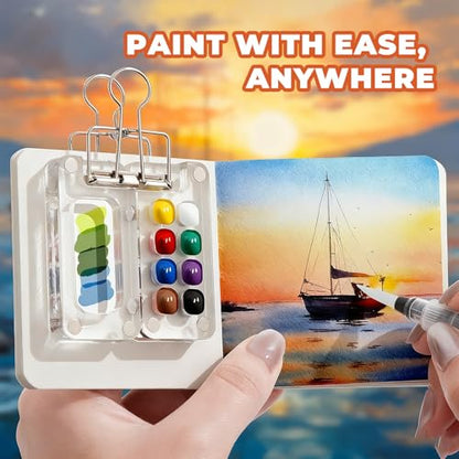 Mini Watercolor Paint Set, Travel Portable Palette for Sketching