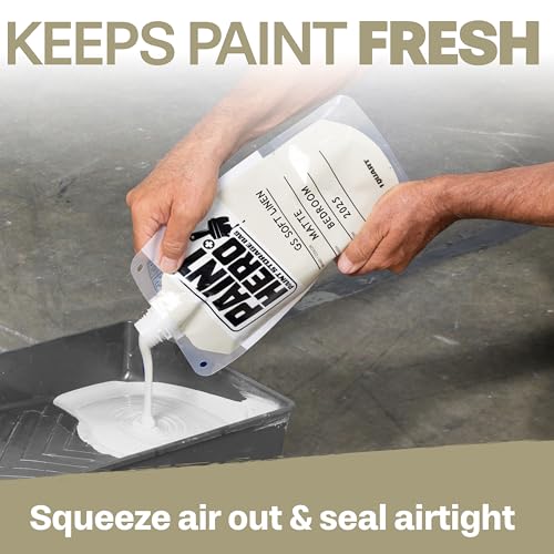 Paint Hero 8 Pack Paint Storage Bags - Airtight Refillable Quart and Gallon Pouches with Funnel