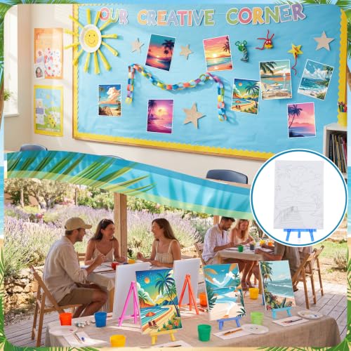 Blosssound 24 Pack Pre Drawn Canvas to Paint Pre Printed Easel Kit, Hawaii - style: Hawaii