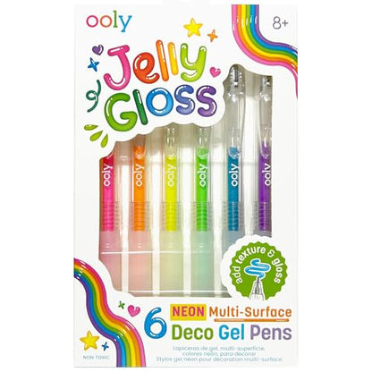 Ooly Jelly Gloss Neon Multi-Surface Deco Gel Pens, Set of 6 - style: Jelly Gloss Deco - Multi Surface