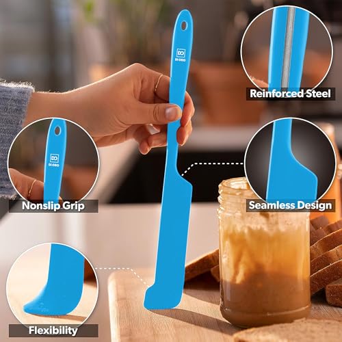DI ORO Silicone Jar Spatula Set - 600F Heat Resistant, 5-Pc Blue - color: Blue