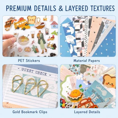 Blue Aesthetic Scrapbook Kit, Journaling Supplies Scrapbooking Gift Set - color: Daily Bloom-scrapbook-kit