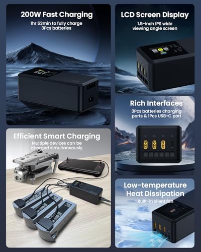 LKTOP 200W Charger for Autel EVO Max/II V2 V3 Parallel Charging Hub
