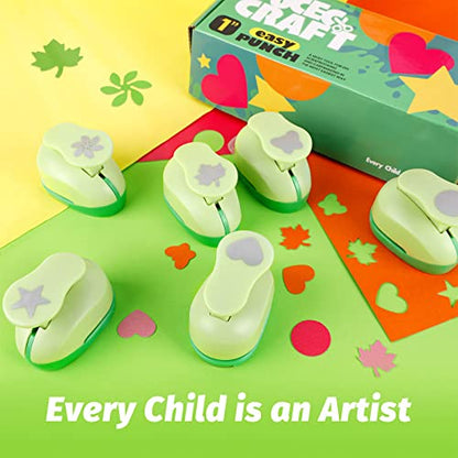 UCEC Paper Punches for Crafting, 1 Inch Craft Puncher, 6 Pcs Hole Punch - style: 6 Diffrent Shapes Set 2