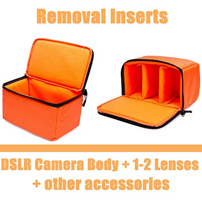 G-raphy Camera Bag Digital Camera Case, Waterproof & Protective Small Camera Insert with Handle Shockproof for Mirrorless Cameras, Lenses and other accessories (Orange)