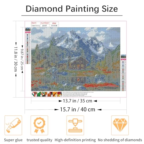 Shouruihua Square Diamond Art Kits, Mountain Diamond Painting Kit for Adult - color: Natural Scenery