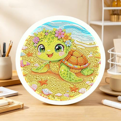 bleihum Turtle Diamond Art Kits for Kids with Round Frame 8X8 inch - color: CC1164-US