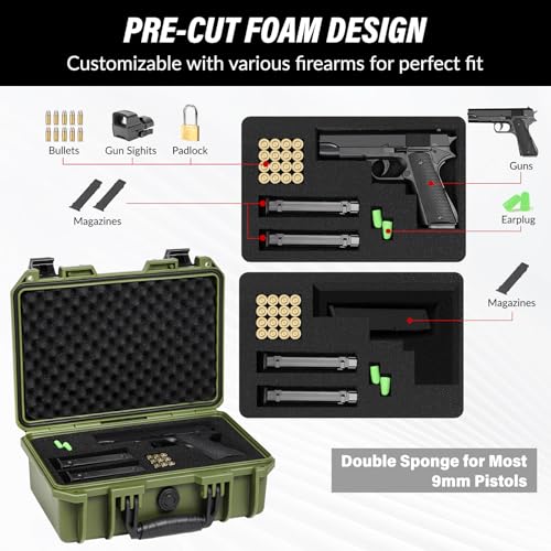 SEKKVY Gun Case for Handguns, Pistol Case Hard Shell - color: 1-Pistol Case, Green