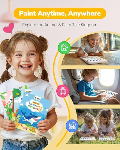 TECJOE 3 Pack Paint with Water Books, Kids Watercolor Activity Set - color: Forest & Princess & Dinosaur