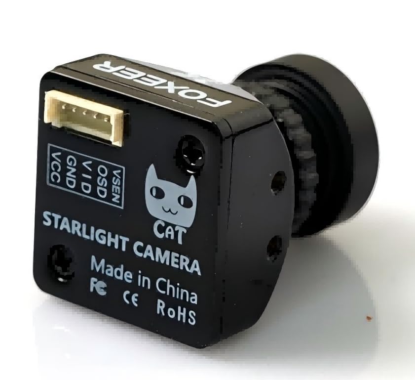 FPV Camera Foxeer Mini Cat 4, 1200TVL Super Starlight Night Vision Camera with 2.1mm Low Light Lens, OSD Menu Remote Control, Global WDR for RC FPV Racing Drone