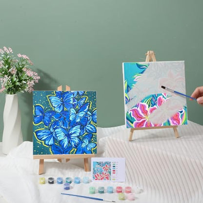 Nezyo 12 Sets Paint by Numbers with Frame for Adults, DIY Acrylic 8x8in - style: Landscape