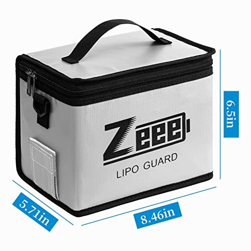 Zeee Fireproof Explosionproof Lipo Bag Battery Storage(8.46 x 6.5 x 5.71in) - color: silver-S