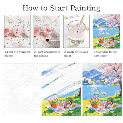 ZRIZQ Landscape Paint by Numbers Kit for Adults Beginner,Picnic,16x20 - color: 16"X20"Rolled Canvas(Frameless)-Landscape 19