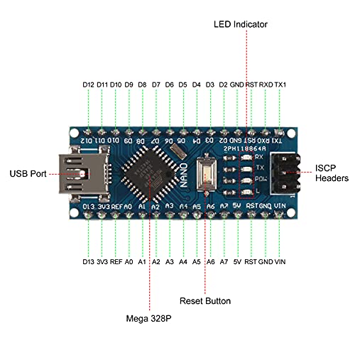 AITRIP 10PCS for Nano V3.0 ATmega328P Nano Board CH340 5V 16M Microcontroller Board, Compatible with Arduino Electronics Development Board - color: 10PCS