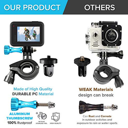 MiPremium Bike Handlebar Pole Mount for GoPro Hero 13 12 11 10 9 8 7 6 5 4 3 2 Black Silver Session, AKASO Campark & Other Action Camera Accessories. & Motorcycle & Bicycle Clamp Mount Adapter