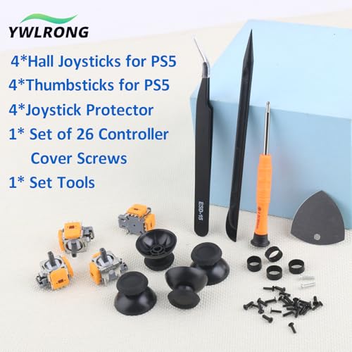 Joysticks for PS5 Hall Effect Joystick Replacement for Sony PlayStation 5 PS5 3D Analog Sensor Module for PS5 Joystick Thumb Stick Controller Accessories Parts with Repair Tools(4Pack)
