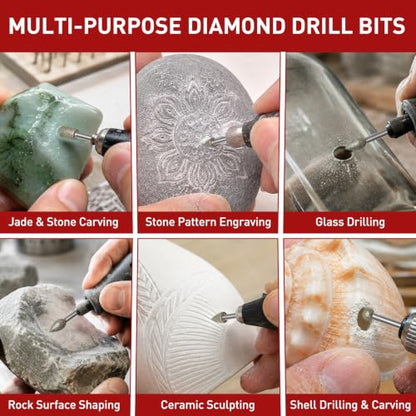 10PCS 120Grit Diamond Grinder Bit Compatible with Dremel Tool - size: 120 Grit 10 Pcs 10 Shapes
