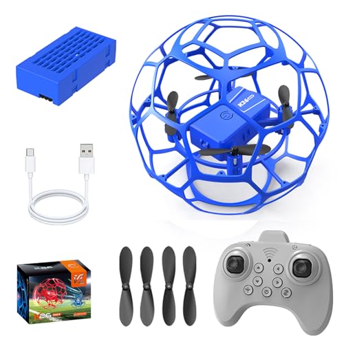 K26 MAX Drone with Protective Cage, Hand-Launch Takeoff, Modular Battery. - color: Blue