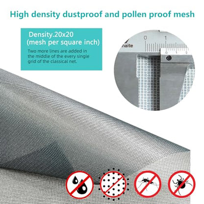 High Density dustproof and Pollen Proof net Window Screen mesh roll Used to Replace Screen Windows and Doors (Grey high-Density mesh,787''×49''(2000×125cm) - color: Grey high-density mesh, size: 49in x 65ft