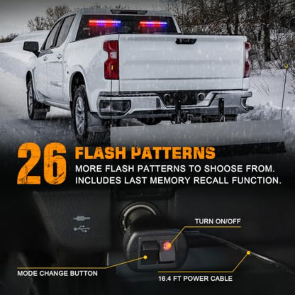 XRIDONSEN 2X 17.7 inch Windshield Light Bar 144 LED Strobe Lights - color: Red/Blue