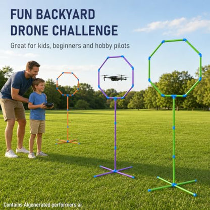 6-in-1 Drone Obstacle Course Kit with Ground Stakes