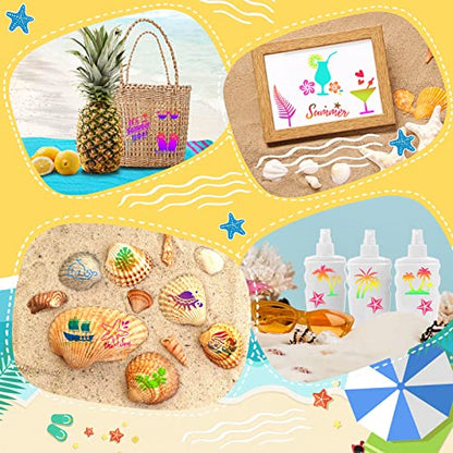 Augshy 56 Pack Summer Stencils for Painting, 3 Inch Beach Crafts Template - style: Hawaii