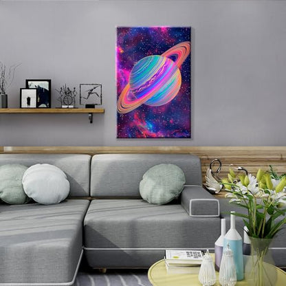 JOOZ Paint by Numbers Kit for Adults with Frame, Planet, 8x12 Inch - color: Planet 256