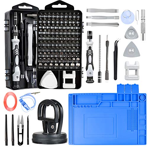 Precision Screwdriver Set, Electronics Repair Tool Kit with Anti Static Mat, ESD Wristband,Fast Home Multi-types Drivers for Phone, Computer, Laptop (Black)
