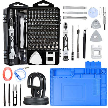 Precision Screwdriver Set, Electronics Repair Tool Kit with Anti Static Mat, ESD Wristband,Fast Home Multi-types Drivers for Phone, Computer, Laptop (Black)