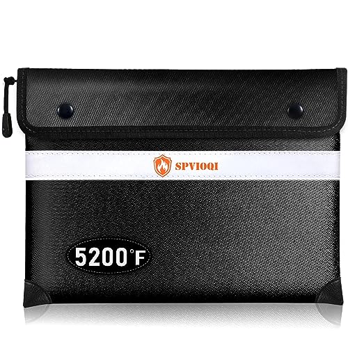 Upgraded 5200°F Fireproof Document Bag - Heat Insulated, Fireproof Bag with Zipper, Reflective Strip for Fast Find, Water Resistant, Firep roof Money Bags for Cash, A5 Important Documents and Valuable - color: Black, size: 12" x 8.5"