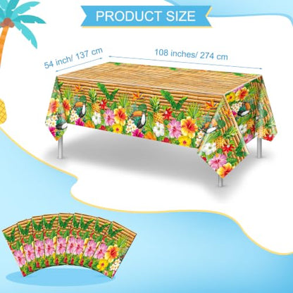 Frienda 3 Pcs Tiki Tablecloth Luau Table Cover Hawaiian Decor, Modern Style - style: Modern