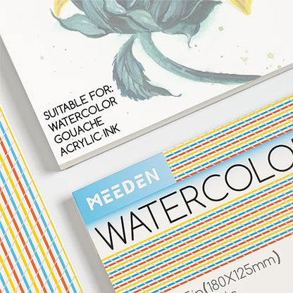 MEEDEN Cotton Watercolor Paper Block: 3 Textures 5" x 7" of 30 Sheets - size: 5×7"
