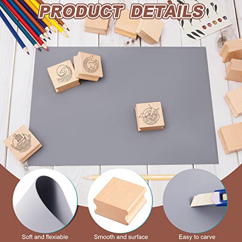 Sasylvia 10 Pcs Stamp Making Kit, A4 Rubber Stamp Sheet, 40x40mm Wood Block
