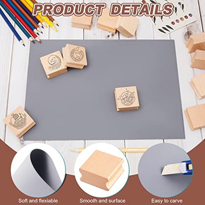Sasylvia 10 Pcs Stamp Making Kit, A4 Rubber Stamp Sheet, 40x40mm Wood Block