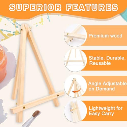25 Pack 9" Wood Easels, Tabletop Tripod Stand for Painting Party & Crafts