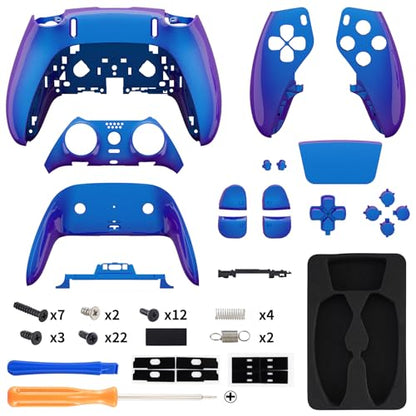 eXtremeRate Full Set Shell with Buttons Touchpad Compatible with ps5 Edge Controller, Chameleon Purple Blue Replacement Decorative Trim Shell Front Back Plates Compatible with ps5 Edge Controller - color: Chameleon Purple Blue