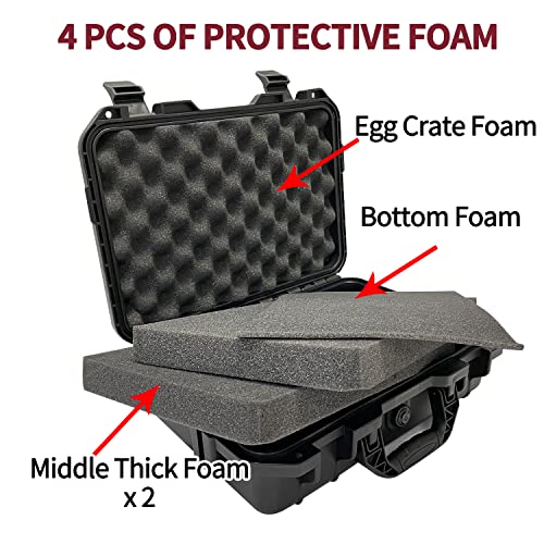 Sutekus Hard Pistol Case Handgun Case Waterproof Pistol Carrying Cases With Foam Gun Accessories - color: Medium