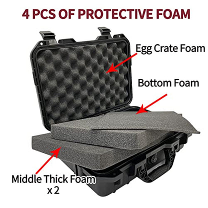 Sutekus Hard Pistol Case Handgun Case Waterproof Pistol Carrying Cases With Foam Gun Accessories - color: Medium