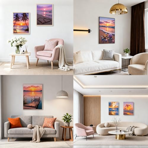 DOTSOPS 6 Pack Beach Diamond Painting Kits for Adults Art Painting Kits - color: Beach