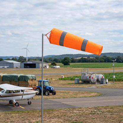 HEEPDD Airport Windsock, 15. Orange Fluorescent Wind Direction Measurement Sock with Reflective Belt for Outdoor Use
